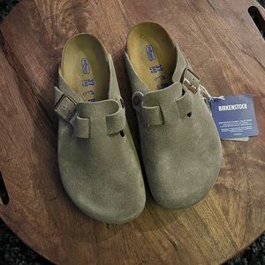 Birkenstock Boston Taupe Soft Footbed, Regular Fit